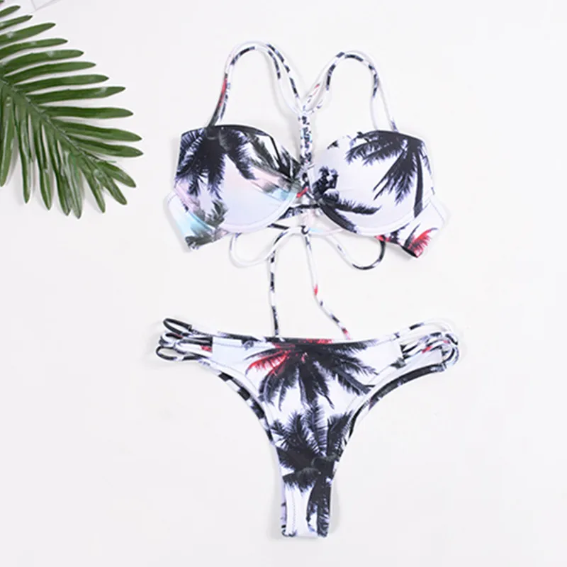 Braided Rope Strap Biniki Coconut Tree Print String Sexy Two Pieces Set Swimming Wear for Women
Braided Rope Strap Biniki Coconut Tree Print String Sexy Two Pieces Set Swimming Wear for Women