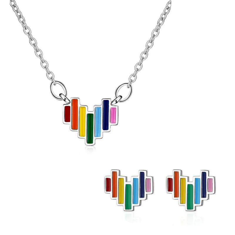 Trendy 925 Silver Colorful Enamel Lovely Heart Shape Jewelry Sets For Women Simple Party Necklace Earring Sweet Gift Jewelry
Trendy 925 Silver Colorful Enamel Lovely Heart Shape Jewelry Sets For Women Simple Party Necklace Earring Sweet Gift Jewelry