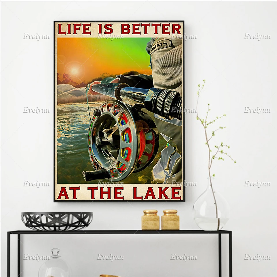 Fly Fishing Fisher Fisherman Retro Poster Life Is Better At The Lake Wall Art Prints Home Decor Canvas UniqueGift Floating Frame
Fly Fishing Fisher Fisherman Retro Poster Life Is Better At The Lake Wall Art Prints Home Decor Canvas UniqueGift Floating Frame
