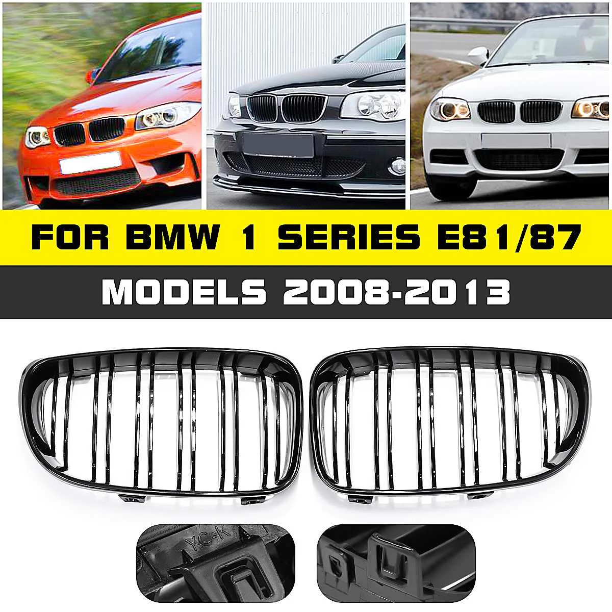 Pair Car ABS Gloss Matte Black Front Kidney Grille Dual Slats For BMW E81 E82 E87 E88 1 Series 2008 2009 2010 2011 2012 2013
Pair Car ABS Gloss Matte Black Front Kidney Grille Dual Slats For BMW E81 E82 E87 E88 1 Series 2008 2009 2010 2011 2012 2013