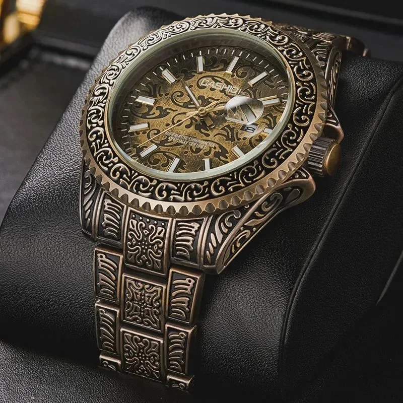 CASHIQI Gold Skeleton Sculpture Watch Men Retro Royal Clock Stainless Steel Engrave Quartz Wrist Watches ремешок для часов 
CASHIQI Gold Skeleton Sculpture Watch Men Retro Royal Clock Stainless Steel Engrave Quartz Wrist Watches ремешок для часов