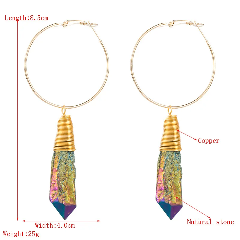 High Quality Handmade Gold Color Real Natural Stone Dangle Earrings for Women Vintage Geometric Rainbow Druzy Drop Earring
High Quality Handmade Gold Color Real Natural Stone Dangle Earrings for Women Vintage Geometric Rainbow Druzy Drop Earring