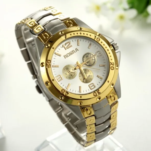 ROSRA роскошные фирменные мужские часы с круглым циферблатом украшения кварцевые