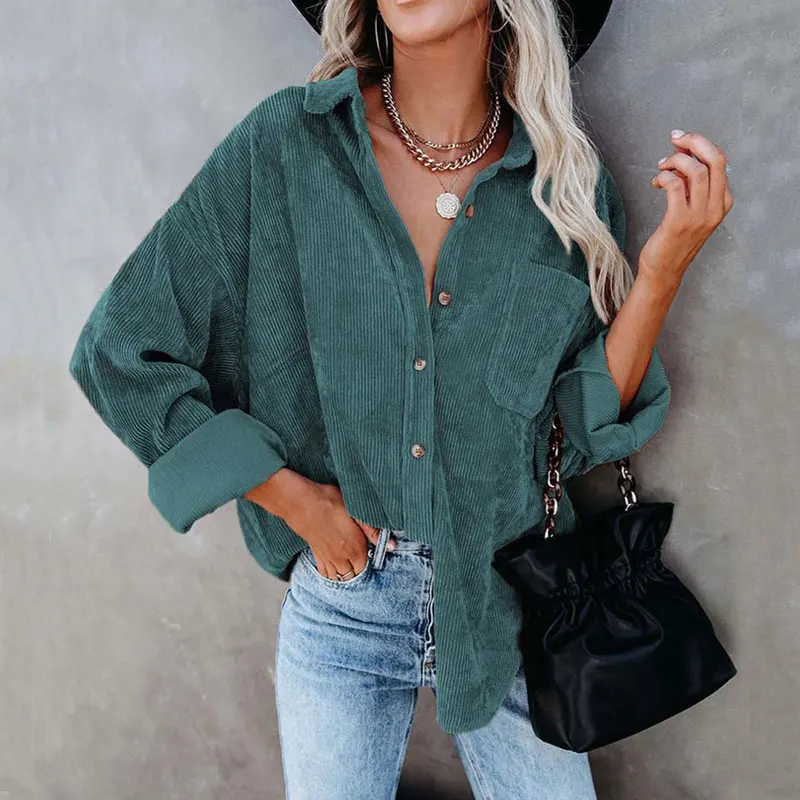 Autumn Corduroy Jacket Woman Long Shirt Jacket Women Button Coat Jackets Women Fashion Overshirt Loose Coat Female 2021
Autumn Corduroy Jacket Woman Long Shirt Jacket Women Button Coat Jackets Women Fashion Overshirt Loose Coat Female 2021