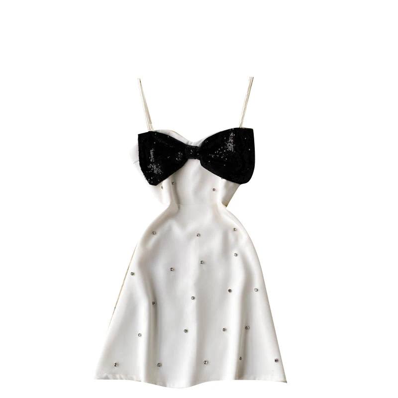Small Dress Socialite High-End Retro Beaded Heavy Embroidery Sequins Bow Slim-Fit Short Strap Dress for Women Summer
Small Dress Socialite High-End Retro Beaded Heavy Embroidery Sequins Bow Slim-Fit Short Strap Dress for Women Summer