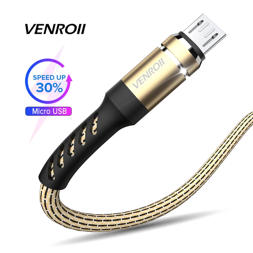 Кабель Micro USB Venroii шнур для быстрой зарядки Samsung S4 S5 S6 S7 провод синхронизации данных