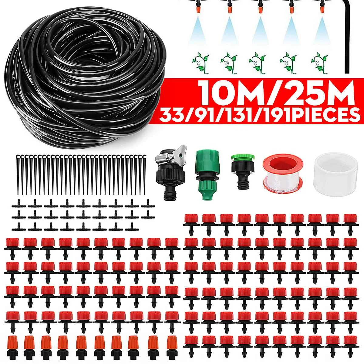 10M Automatic Self Watering Kits Flowers DIY Drip Irrigation System Adjustable Tubing Dripper Watering Garden Sprinkle Hose Kit
10M Automatic Self Watering Kits Flowers DIY Drip Irrigation System Adjustable Tubing Dripper Watering Garden Sprinkle Hose Kit