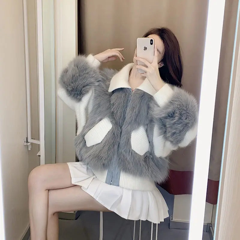 Women 2021 Autumn Winter Faux Fur Fox Faux Fur Coat Female Warm Artificial Fur Overcoat Ladies Patchwork Knitted Outerwear C372
Women 2021 Autumn Winter Faux Fur Fox Faux Fur Coat Female Warm Artificial Fur Overcoat Ladies Patchwork Knitted Outerwear C372