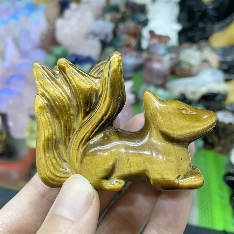 1pcs Natural Yellow Tiger Eye Stone Hand-carved Nine-tailed Fox Crystal Statue Polishing Furniture Decoration Christmas Gifts
1pcs Natural Yellow Tiger Eye Stone Hand-carved Nine-tailed Fox Crystal Statue Polishing Furniture Decoration Christmas Gifts