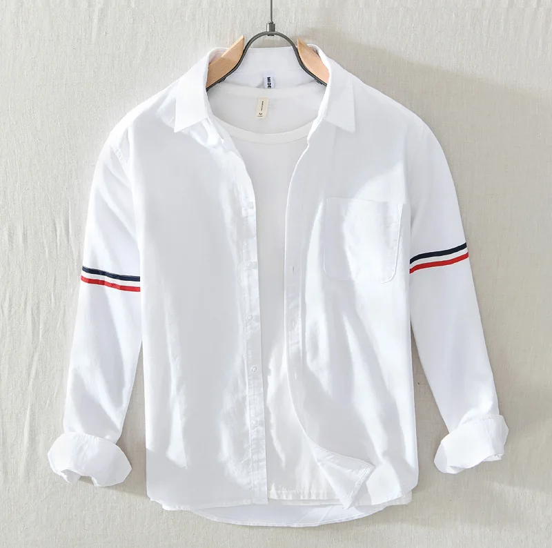2021 New Men's Casual Long-Sleeved Shirt Arm Ribbon Decorative Casual Shirt
2021 New Men's Casual Long-Sleeved Shirt Arm Ribbon Decorative Casual Shirt
