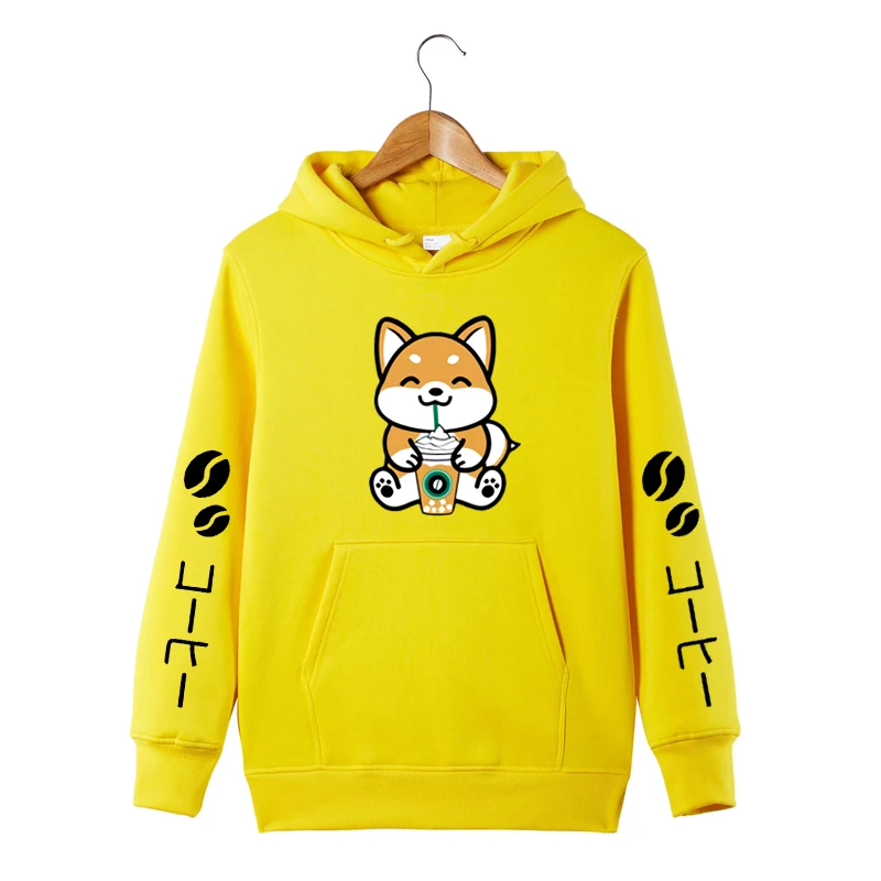 Кофе Frappe Шиба ину худи Толстовка с капюшоном Harajuku Kawaii плюс размер 5XL|Женские