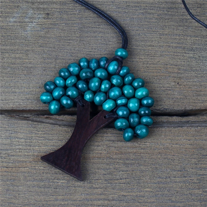 Женское преувеличенное личное ожерелье натуральная древесина бусины жизни