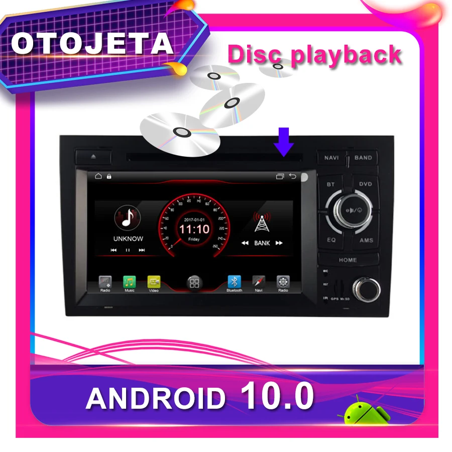 Автомобильный DVD плеер OTOJETA Android 10 0 GPS для AUDI A4 A4L 7 дюймов мультимедийная лента