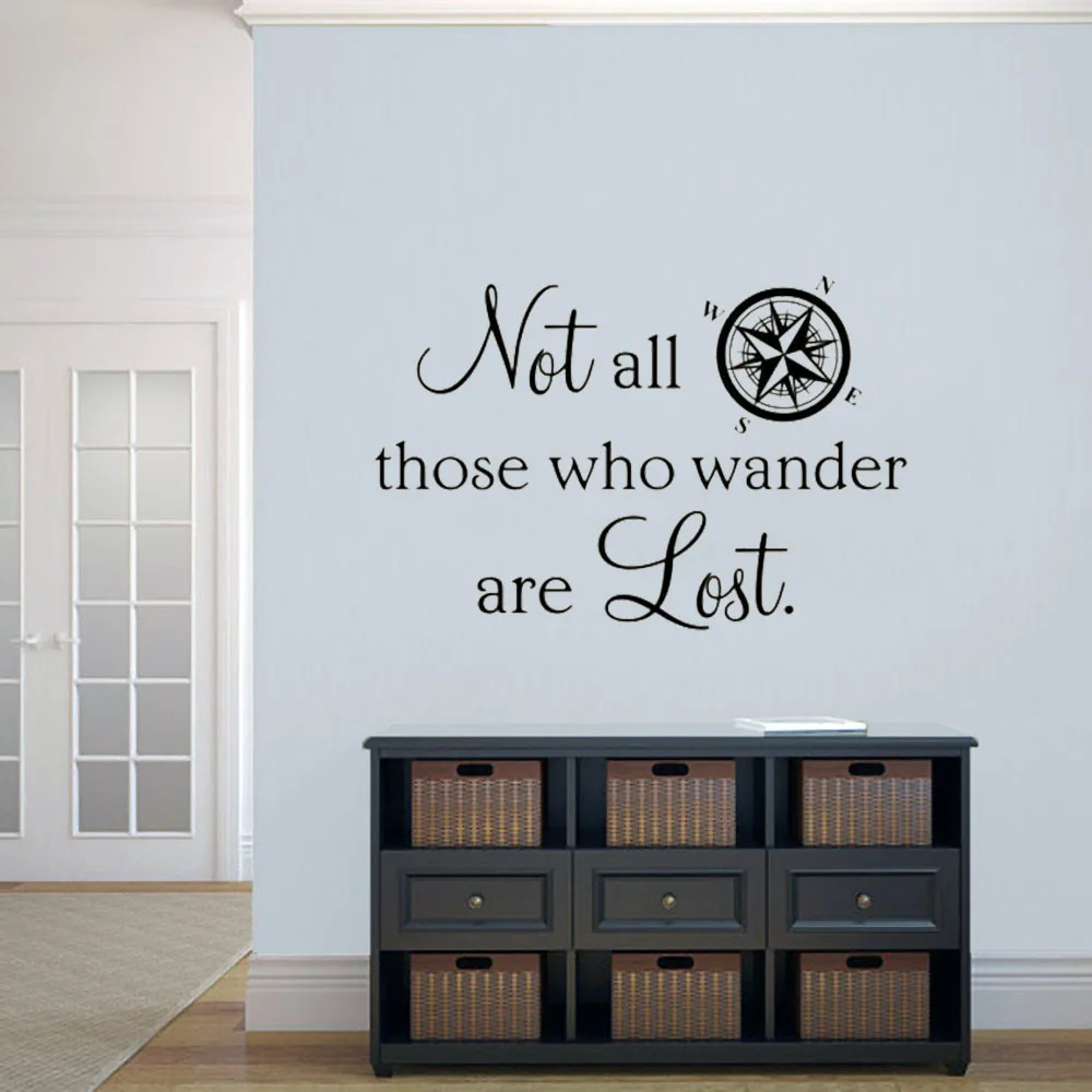 

Lettering Wall Decal Not All Who Wander Are Lost Quote Home Decor for Living Room Vinyl Window Stickers Compass Wallpaper Q493