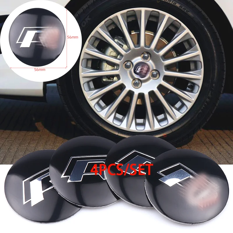 4pcs 56mm Car Styling Wheel Hub Sticker Center Cap Decal For R Emblem Seat Ibiza golf 4 motion MTM Blue Motion v w | Автомобили и