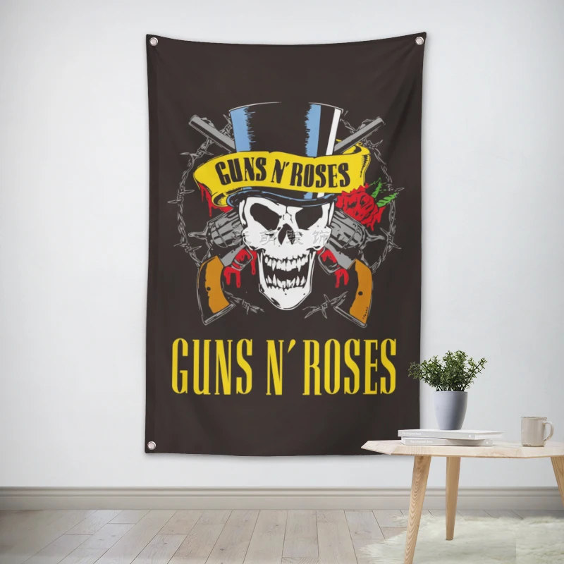 

GUNS N ROSES Rock Band Hanging Art Waterproof Cloth Polyester Fabric 56X36 inches Flags banner Bar Cafe Hotel Decor
