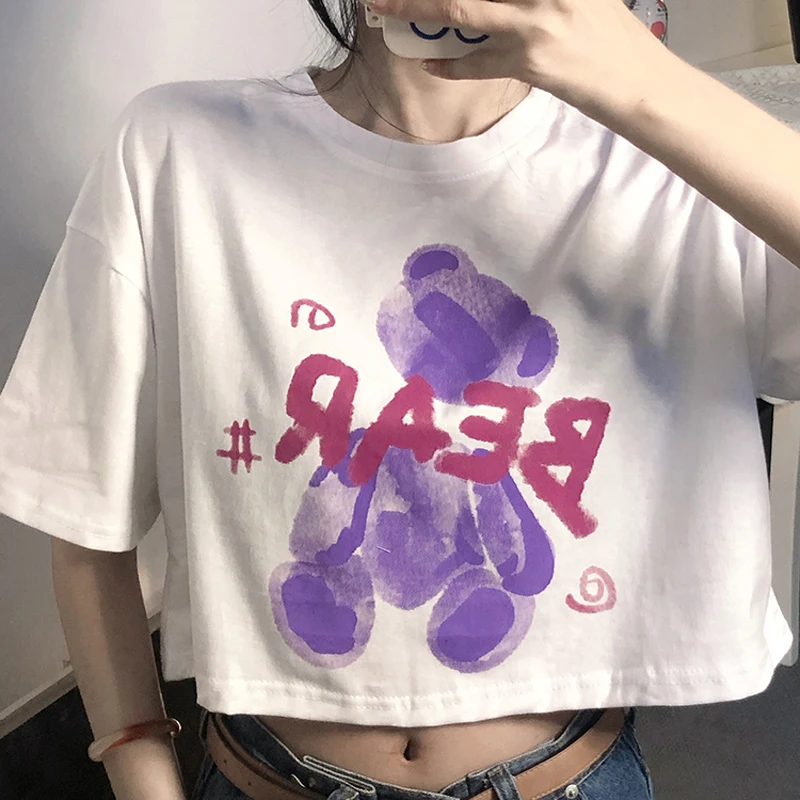 Korean Harajuku 2021 Summer Casual T-shirts Women Chic O Neck Short Sleeve Cartoon Bear Print Streetwear Loose Tees Female Tops
Korean Harajuku 2021 Summer Casual T-shirts Women Chic O Neck Short Sleeve Cartoon Bear Print Streetwear Loose Tees Female Tops