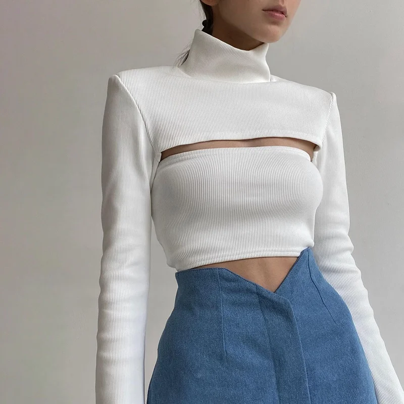 Kywommnz Turtleneck Hollow Out T-shirt, Women Long Sleeve Splicing, Fashion Knitting Short Top TShirt, Autumn Winter 2021, E4054
Kywommnz Turtleneck Hollow Out T-shirt, Women Long Sleeve Splicing, Fashion Knitting Short Top TShirt, Autumn Winter 2021, E4054