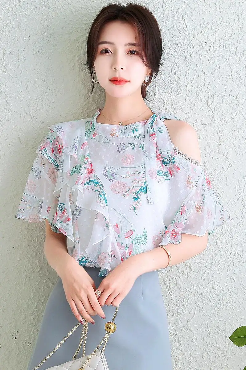 COIGARSAM Fashion Short Sleeve blouse women Summer Floral Print Chiffon blusas womens tops and blouses 8006
COIGARSAM Fashion Short Sleeve blouse women Summer Floral Print Chiffon blusas womens tops and blouses 8006