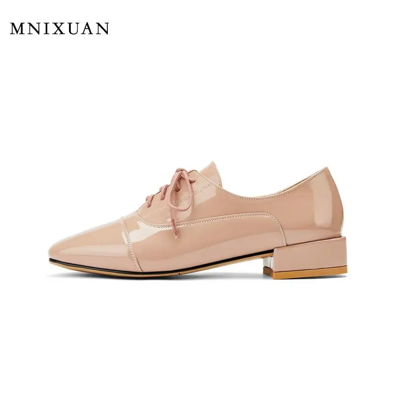 MNIXUAN Fashion women shoes 2020 spring new patent leather round toe block heels lace up oxford shoe pumps low heel big size 40
MNIXUAN Fashion women shoes 2020 spring new patent leather round toe block heels lace up oxford shoe pumps low heel big size 40