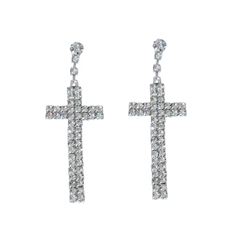 1 pair Bridal Crystal Cross Shape Long Earrings Sparkly Silver Color Rhinestone Dangle Earrings For Women Wedding Jewelry Gifts
1 pair Bridal Crystal Cross Shape Long Earrings Sparkly Silver Color Rhinestone Dangle Earrings For Women Wedding Jewelry Gifts