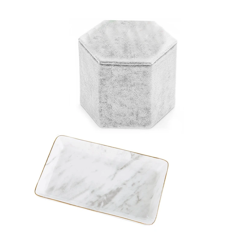 Marble Ceramic Jewelry Tray Ring Necklace Display Desktop Storage Box & Earrings Necklace Display Rack Large
Marble Ceramic Jewelry Tray Ring Necklace Display Desktop Storage Box & Earrings Necklace Display Rack Large
