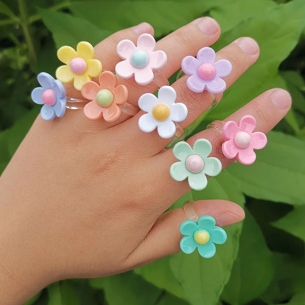Korean Trendy Colorful Flowers Transparent Resin Acrylic Round Finger Rings For Women Girls Summer Travel Party Jewelry Gifts
Korean Trendy Colorful Flowers Transparent Resin Acrylic Round Finger Rings For Women Girls Summer Travel Party Jewelry Gifts