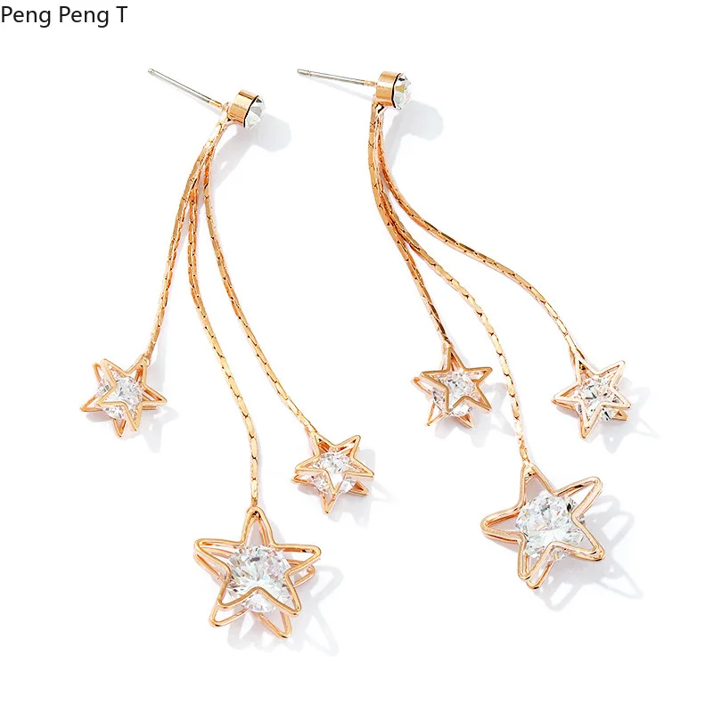 2021 Fashionable five pointed star with zircon jewelry earrings New long high grade Earrings
2021 Fashionable five pointed star with zircon jewelry earrings New long high grade Earrings