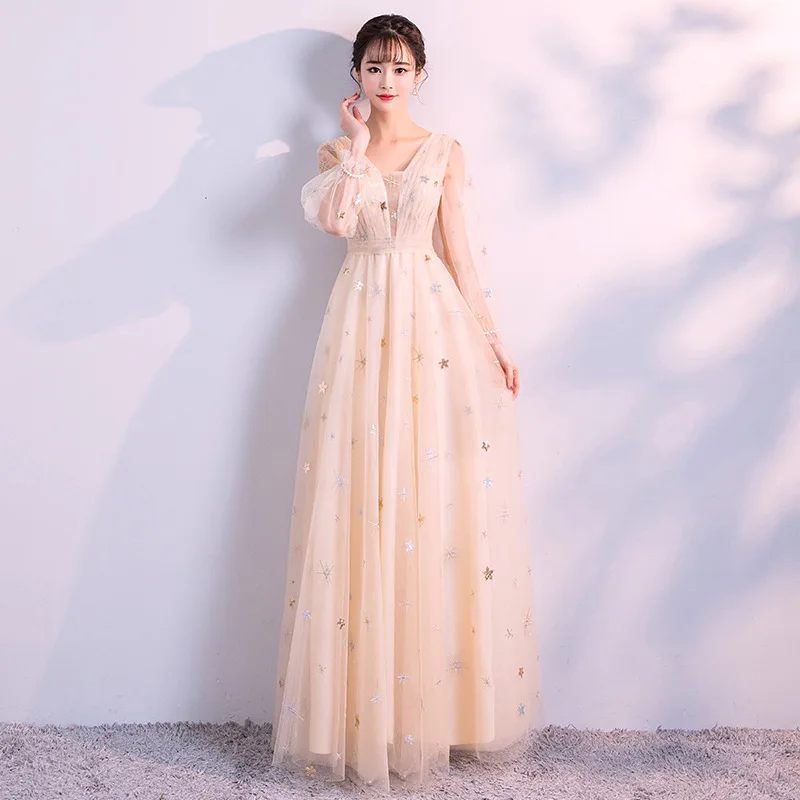 Champagne Sweet Mesh A-Line Dress Ladies Elegant Square Collar Banquet Gown Exquisite Sequined Trim Evening Party Dresses
Champagne Sweet Mesh A-Line Dress Ladies Elegant Square Collar Banquet Gown Exquisite Sequined Trim Evening Party Dresses