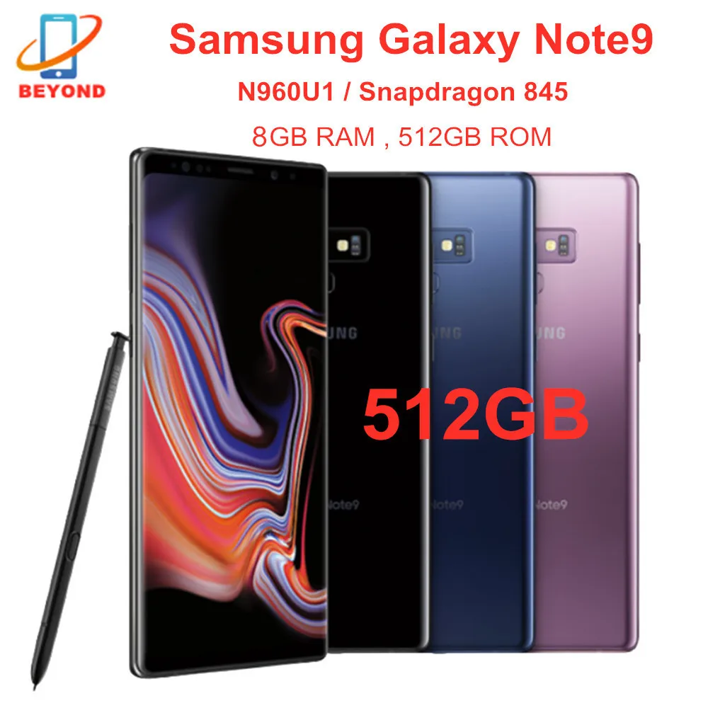 

Samsung Galaxy Note 9 Note9 N960U1 N960U 512GB ROM 8GB RAM Mobile Phone LTE Octa Core 6.4' Snapdragon 845 NFC Original Cellphone