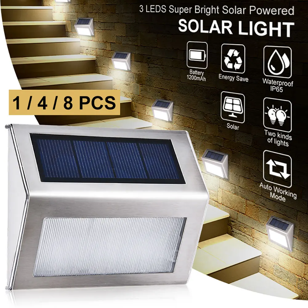 Outdoor Solar Step Lights Solar Powered Deck Lights IP65 Waterproof 1/4/8Pcs Auto ON/Off Outdoor Lights for Stairway Stairs
Outdoor Solar Step Lights Solar Powered Deck Lights IP65 Waterproof 1/4/8Pcs Auto ON/Off Outdoor Lights for Stairway Stairs