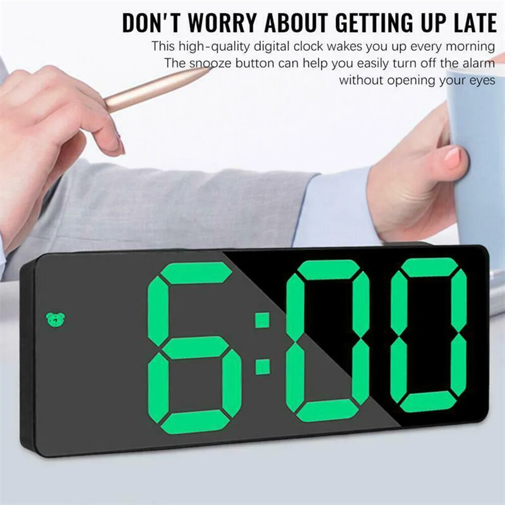 LED Digital Electronic Desktop Clock Snooze Mirror Alarm Clock Voice Control Time Temperature Display Table Home Decoration
LED Digital Electronic Desktop Clock Snooze Mirror Alarm Clock Voice Control Time Temperature Display Table Home Decoration