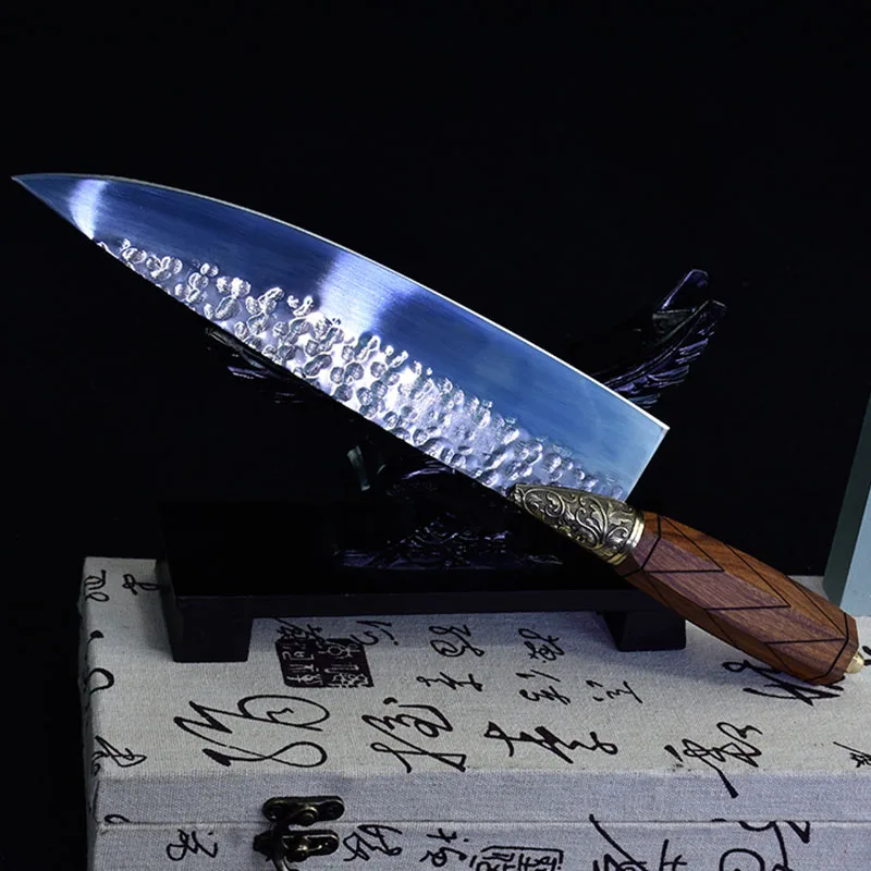 

Нож для сашими 9,5 дюйма, острые поварские ножи Gyutou, резак для ветчины, рыбы, нарезки суши, кованые кухонные ножи ручной работы Longquan с деревянной ручкой