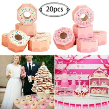 20pcs Donuts DIY Hexagon Candy Chocolate Gift Box Sweet Theme Party Wedding Birthday Baby Shower Gift Home Decoration Products