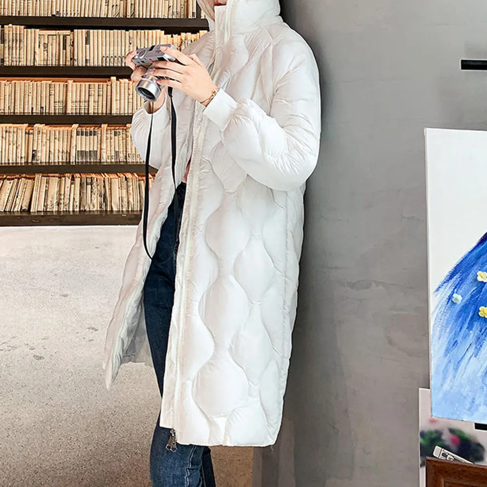 Korean Fashion Women Cotton Padded Jacket Mid-length Solid Long Sleeve Cardigan Zipper Stand Collar Thicken Winter Coat For Lady
Korean Fashion Women Cotton Padded Jacket Mid-length Solid Long Sleeve Cardigan Zipper Stand Collar Thicken Winter Coat For Lady