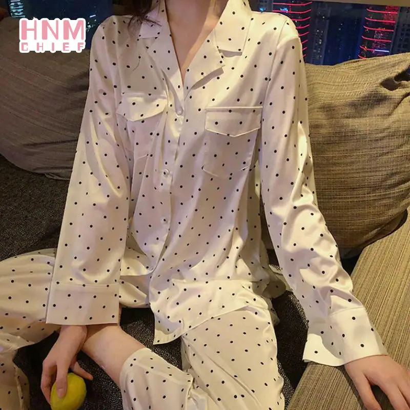 HNMCHIEF Women's pajamas Spring New Ladies pyjama Set Turn-down Collar Long-sleeve Trousers Household Wear 2PCS Underwear PJ
HNMCHIEF Women's pajamas Spring New Ladies pyjama Set Turn-down Collar Long-sleeve Trousers Household Wear 2PCS Underwear PJ