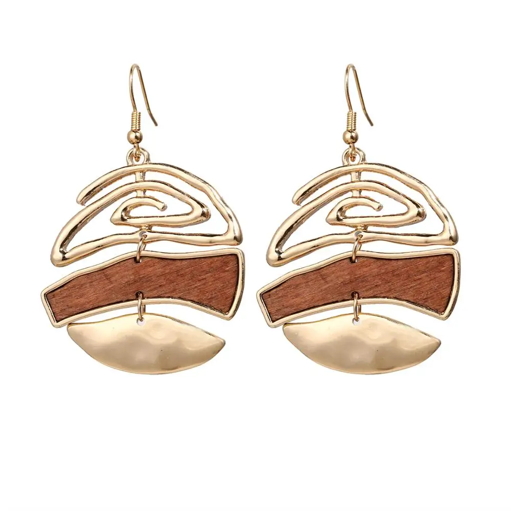 17KM Vintage Elegant Natural Wood Dangel Earrings For Women Fashion Bohemian Gold Geometric Splicing Hollow Drop Earring Jewelry
17KM Vintage Elegant Natural Wood Dangel Earrings For Women Fashion Bohemian Gold Geometric Splicing Hollow Drop Earring Jewelry