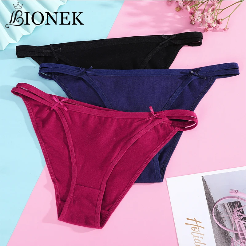

BIONEK 1PC G-string Panties Cotton Women's Sexy Bikini Female Underpants Thong Solid Color Pantys Lingerie M-XL Design
