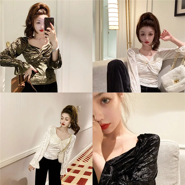 velour blusas mujer de moda new women blouses fashion brand crop top shirts v-neck autumn style korean clothing ladies tops
velour blusas mujer de moda new women blouses fashion brand crop top shirts v-neck autumn style korean clothing ladies tops