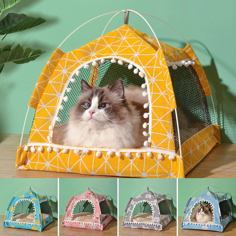 Pet Tent For Summer Portable Folding Cozy Cat Tent Kitty Bed Breathable Pet Mat For Cat or Small Dog Pet House 
Pet Tent For Summer Portable Folding Cozy Cat Tent Kitty Bed Breathable Pet Mat For Cat or Small Dog Pet House