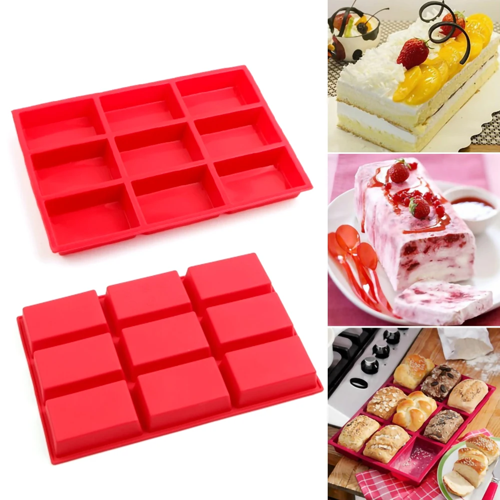 Silicone 9 Holes Bread Baking Pan Mould Tray Chocolate Cake Mould Dough Pastry Shaper Bakery DIY Baking Gadgets
Silicone 9 Holes Bread Baking Pan Mould Tray Chocolate Cake Mould Dough Pastry Shaper Bakery DIY Baking Gadgets