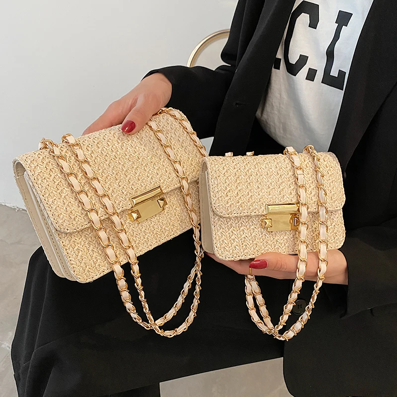 Boho Weave Straw Crossbody Bags for Women 2021 Bohemia Straw Women's Designer Handbag Chains Shoulder Bag Phone Flap Purses New 
Boho Weave Straw Crossbody Bags for Women 2021 Bohemia Straw Women's Designer Handbag Chains Shoulder Bag Phone Flap Purses New