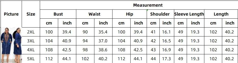 2XL-5XL Washed Denim Dress 2021 New African Large Size Women's Lapel Long Sleeve With Zipper Pocket Fashion Printed Denim Skirt
2XL-5XL Washed Denim Dress 2021 New African Large Size Women's Lapel Long Sleeve With Zipper Pocket Fashion Printed Denim Skirt