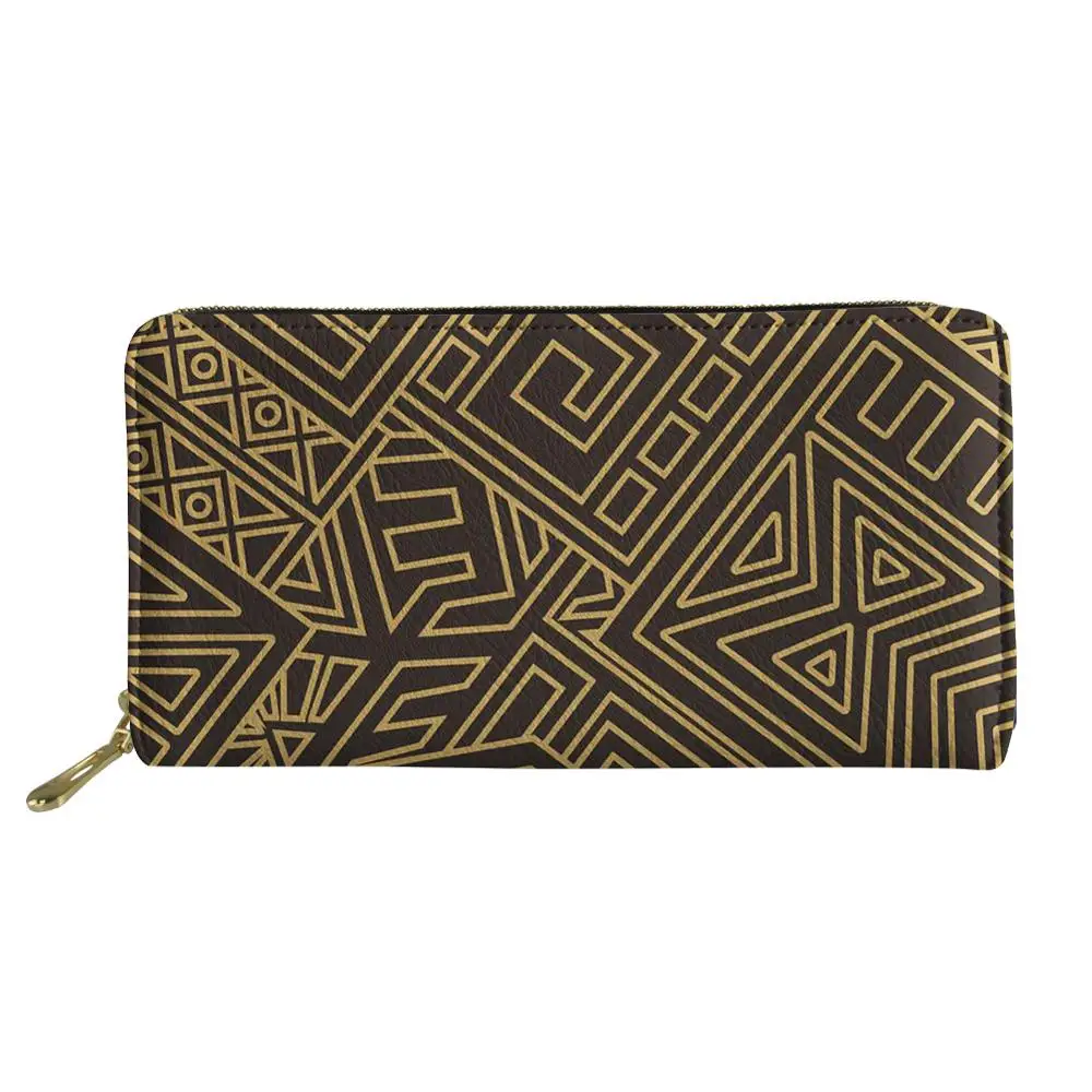 

HYCOOL Luxury PU Leather Wallets Zipper Purse Polynesian Traditional Tribal Printing Handbag Women Lady Teenage Girl Best Gift