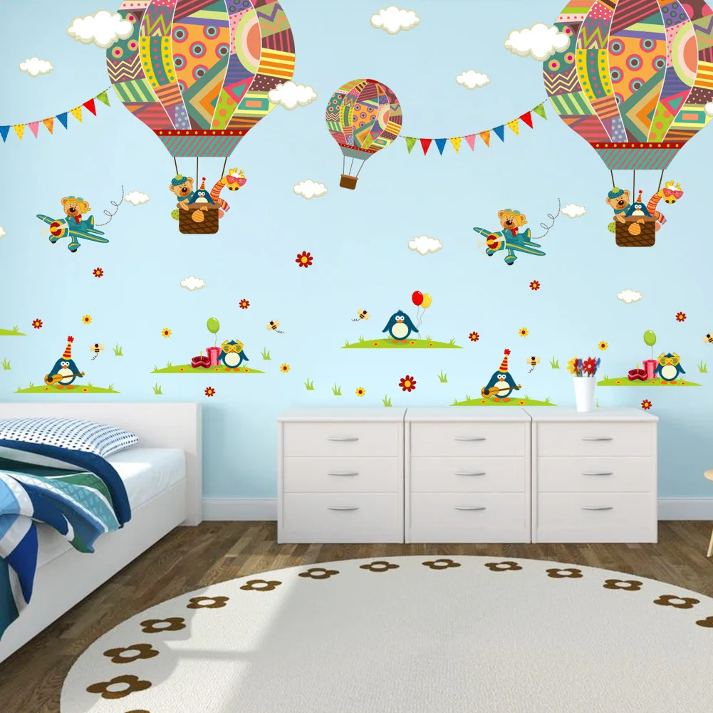 Colorful Hot Air Balloon Animal Nursery Room wall Sticker Bear Giraffe children 's room Cartoon classroom Wall Decals Poster
Colorful Hot Air Balloon Animal Nursery Room wall Sticker Bear Giraffe children 's room Cartoon classroom Wall Decals Poster