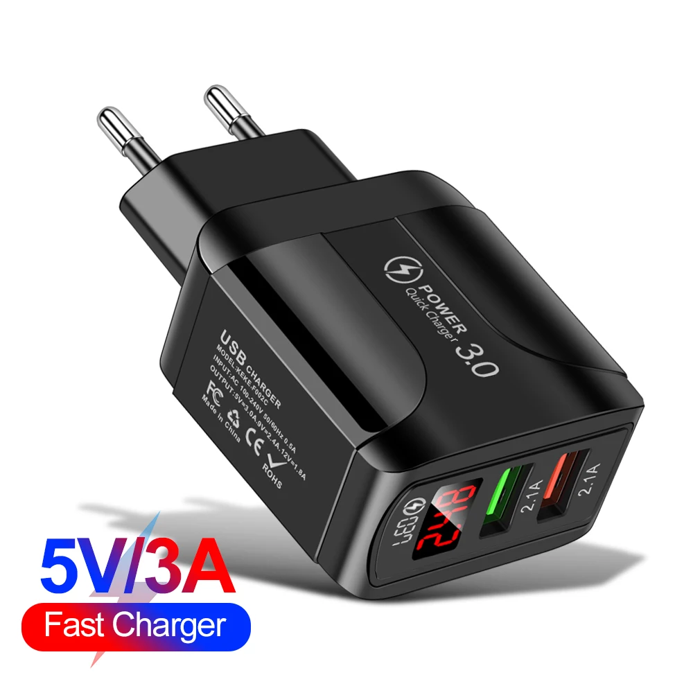 Зарядное устройство с 2 USB-портами и светодиодным дисплеем 3 А | Мобильные телефоны
