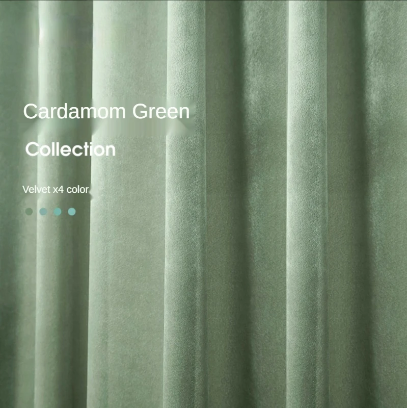 

Новинка 2022, роскошные легкие бархатные кардамоновые зеленые бархатные тканевые затемняющие шторы для гостиной, столовой, спальни