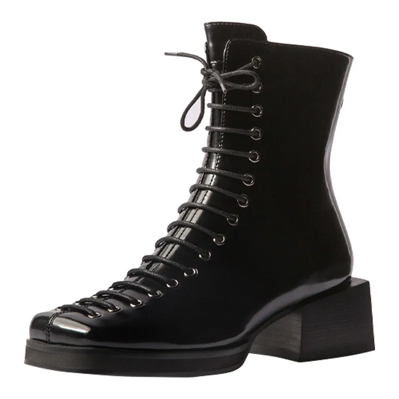 Gothic Vintage Square Toe Motorcycle Boots Women Personality Black Cross-Tied Square Heel Ankle Boots Designer Fashion Shoes
Gothic Vintage Square Toe Motorcycle Boots Women Personality Black Cross-Tied Square Heel Ankle Boots Designer Fashion Shoes