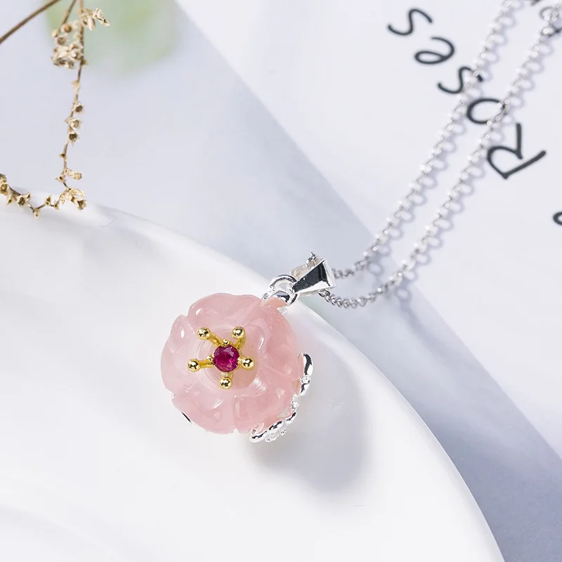 925 sterling silver natural pink crystal plum blossom all-match simple fashion small fresh female pendant silver accessories
925 sterling silver natural pink crystal plum blossom all-match simple fashion small fresh female pendant silver accessories