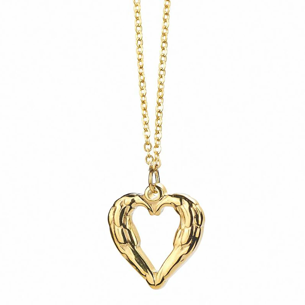Stainless Steel Delicate Gold Heart Feather Wings Pendant Necklace France Style Angle Wing Necklaces Gift For Him with Chain
Stainless Steel Delicate Gold Heart Feather Wings Pendant Necklace France Style Angle Wing Necklaces Gift For Him with Chain